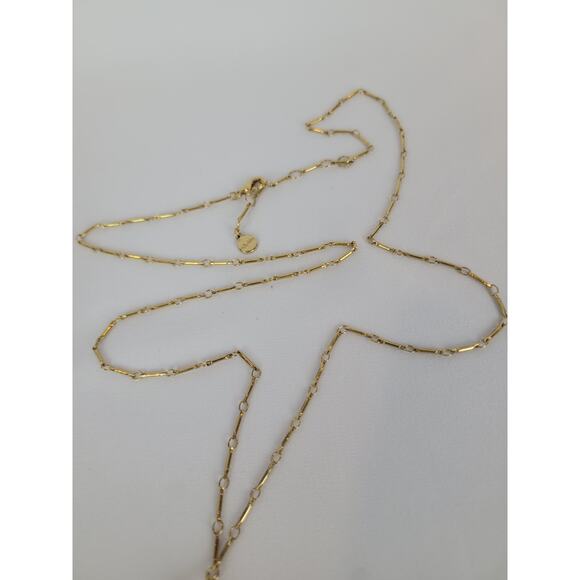 Stella & Dot Gold Tone Rebel Drop Pendant Chain Necklace Losbter Closure 30" - Picture 5 of 5